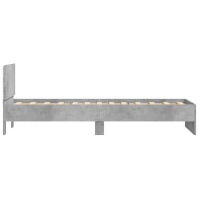 Bedframe met hoofdeinde en LED betongrijs 140x190 cm