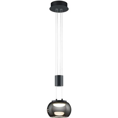 LED Hanglamp - Hangverlichting - Trion Maliba - 8W - 1-lichts - Warm Wit 3000K - Dimbaar - Rond - Mat Zwart - Aluminium