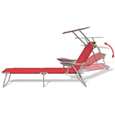 Ligbed met luifel staal rood