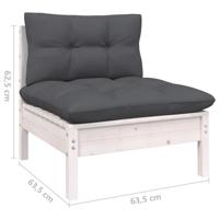 5-delige Loungeset met kussens grenenhout wit - thumbnail