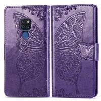 Butterfly Love bloemen reliëf horizontale Flip lederen draagtas voor Huawei mate 20 met houder & kaartsleuven & portemonnee & Lanyard (donker paars) - thumbnail