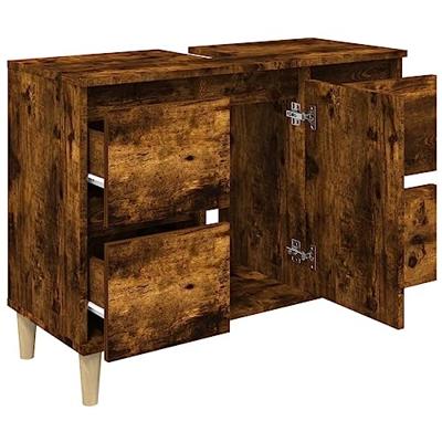 Wastafelkast 80x33x60 cm bewerkt hout gerookt eikenkleurig Wastafelkast 80x33x60 cm bewerkt hout gerookt eikenkleurig