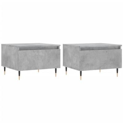 Salontafels 2 st 50x46x35 cm bewerkt hout betongrijs