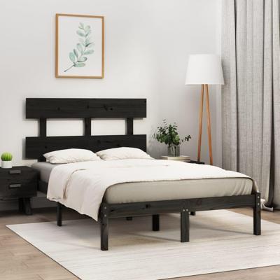 Bedframe massief hout zwart 140x190 cm