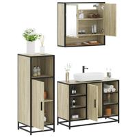 3-delige Badkamermeubelset bewerkt hout sonoma eikenkleurig - thumbnail