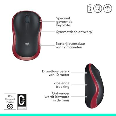 Logitech M185 muis rood - thumbnail