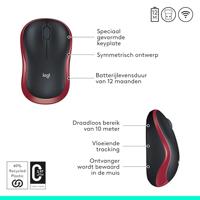 Logitech M185 Muis Radiografisch Optisch Rood 3 Toetsen 1000 dpi - thumbnail