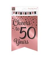 Verjaardagsslinger Vaandel 50 Jaar Roze/Zwart (6m) - thumbnail
