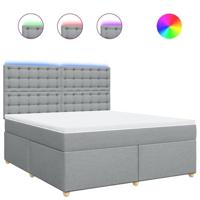 Boxspring met matras stof lichtgrijs 180x200 cm - thumbnail