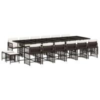 17-delige Tuinset met kussens poly rattan bruin - thumbnail