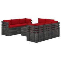 vidaXL 9-delige Loungeset met kussens pallet massief grenenhout - thumbnail