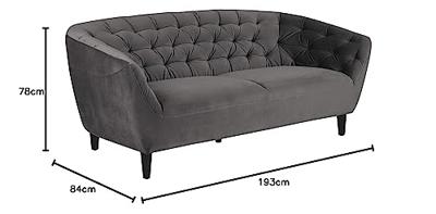 Bendt Bank 'Loes' 3-zits, Velvet, kleur donkergrijs Bendt Bank 'Loes' 3-zits, Velvet, kleur donkergrijs