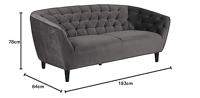 Bendt Bank 'Loes' 3-zits, Velvet, kleur donkergrijs - thumbnail