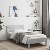 Bedframe met hoofdbord en LED-verlichting betongrijs 90x190 cm - thumbnail