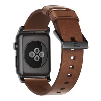 Nomad Modern leather band brown / black hardware (45-49mm) - Rustic Brown