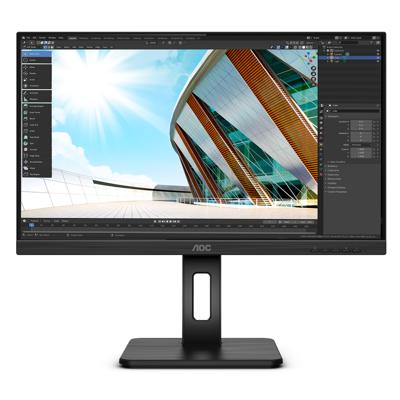 Aoc Monitor, 24P2C, 60 Cm (23,8 Inch), Hdmi, Displayport, Usb-C Docking, Usb Hub, 4 Ms Responstijd, 1920X1080, 75 Hz, Pivot, Zwart