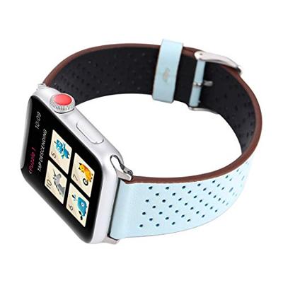 Dot Pattern Leren bandje - Licht blauw - Geschikt voor Apple Watch 44mm / 45mm / 46mm / 49mm