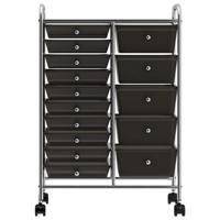 Opbergtrolley met 15 lades mobiel XXL kunststof zwart - thumbnail