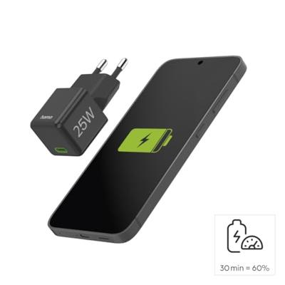 Hama Fast Charger USB-C PD/Qualcomm® Super-Mini Charger 25 W Oplader Zwart