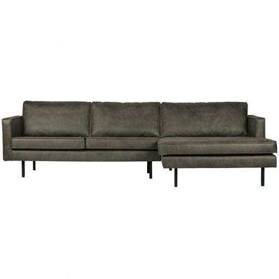 WOOOD Loungebank 'Rodeo' Rechts, Eco Leder, kleur Legergroen