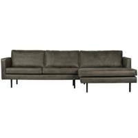 WOOOD Loungebank 'Rodeo' Rechts, Eco Leder, kleur Legergroen - thumbnail
