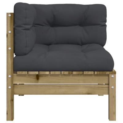 Hoekbanken 2 st met kussens gempregneerd grenenhout