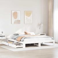 Bedframe zonder matras massief grenenhout wit 200x200 cm - thumbnail