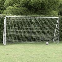 VidaXL Voetbaldoel met net 366x122x182 cm staal wit - thumbnail
