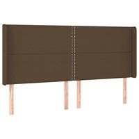 Hoofdbord met randen 183x16x118/128 cm stof donkerbruin - thumbnail