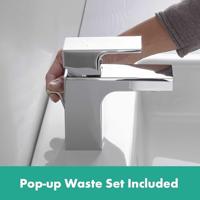 Wastafelmengkraan HansGrohe Vernis Shape Eengreeps 70 Zinc Met Trekwaste Chroom - thumbnail