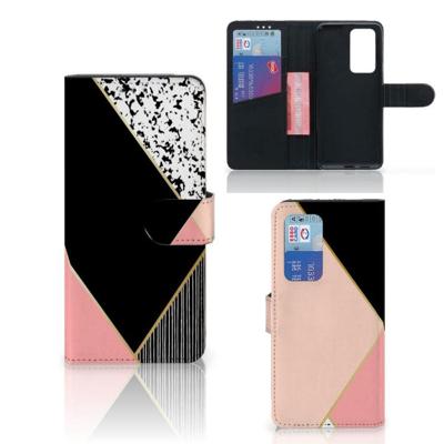 Huawei P40 Pro | Book Case | Zwart Roze Vormen