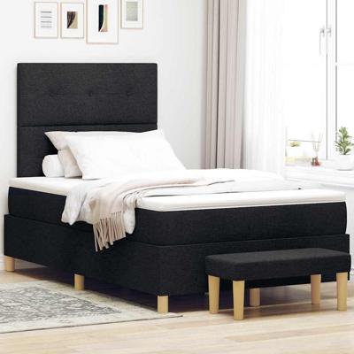 Boxspring bed met matras met hoofdeinde Zwart 120 x 200 cm Stof