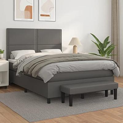 Boxspring met matras kunstleer grijs 140x190 cm