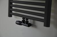 Riko radiator onderblok haaks links voor midden aansluiting mat zwart - thumbnail