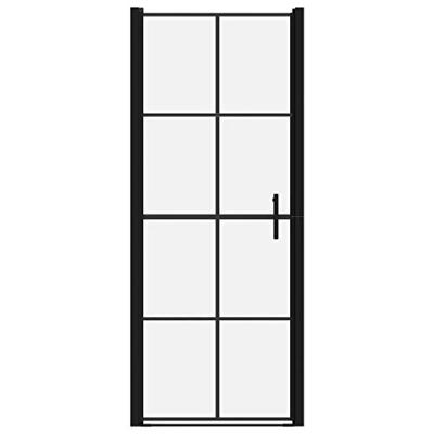 Douchedeur 91x195 cm gehard glas zwart