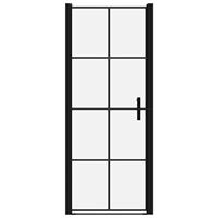 VidaXL Douchedeur 91x195 cm gehard glas zwart - thumbnail