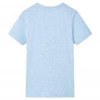 Kindershirt 128 gemleerd zachtblauw - thumbnail