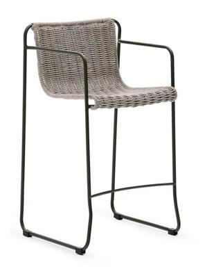 Kave Home Outdoor Barkruk 'Maurina' Touw en staal, kleur Grijs (zithoogte 65cm)