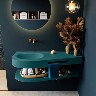 MONDIAZ RIVA 120cm Wastafel met planchet kleur Smag. Wastafel DULCET links 0 kraangaten kleur Smag.