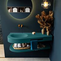 MONDIAZ RIVA 120cm Wastafel met planchet kleur Smag. Wastafel DULCET links 0 kraangaten kleur Smag. - thumbnail