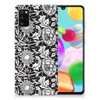 Samsung Galaxy A41 | TPU Case | Black Flowers - thumbnail