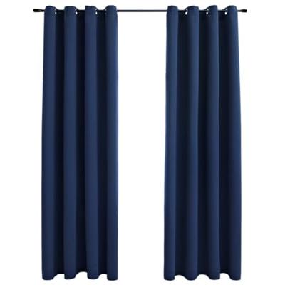 VidaXL Gordijn verduisterend met metalen ringen 2 st 140x245 cm blauw