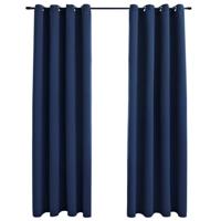 VidaXL Gordijn verduisterend met metalen ringen 2 st 140x245 cm blauw - thumbnail