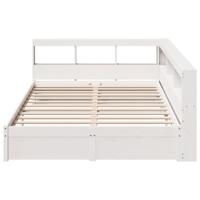Bed met boekenkast zonder matras grenenhout wit 140x190 cm - thumbnail