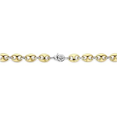 TI SENTO-Milano 3985SY Ketting Koffieboonschakel zilver goud-en zilverkleurig 8 mm 42 cm TI SENTO-Milano 3985SY Ketting Koffieboonschakel zilver goud-en zilverkleurig 8 mm 42 cm