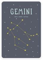 Milestone poster sterrenbeeld Tweelingen (ENG) A4 formaat papier grijs/beige - thumbnail