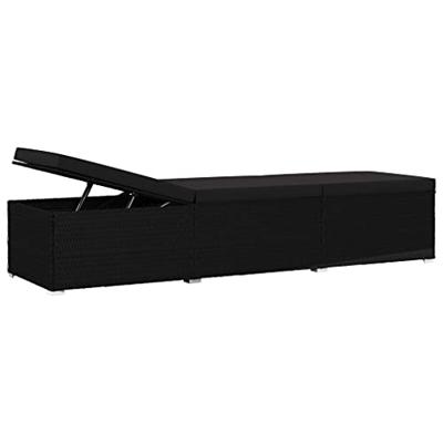 Ligbed met kussen poly rattan zwart Ligbed met kussen poly rattan zwart