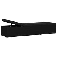 Ligbed met kussen poly rattan zwart - thumbnail