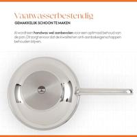 ELLE Gourmet Moderne Wokpan met Deksel - Ø 28 cm - Zonder anti-aanbaklaag - RVS - thumbnail
