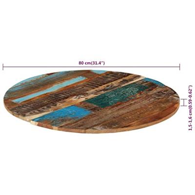 Tafelblad rond 15-16 mm 80 cm massief gerecycled hout Tafelblad rond 15-16 mm 80 cm massief gerecycled hout